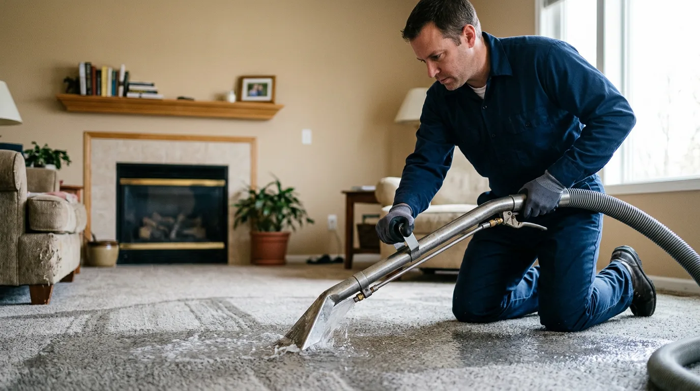Water damage restoration technician working near Lake Linden, MI